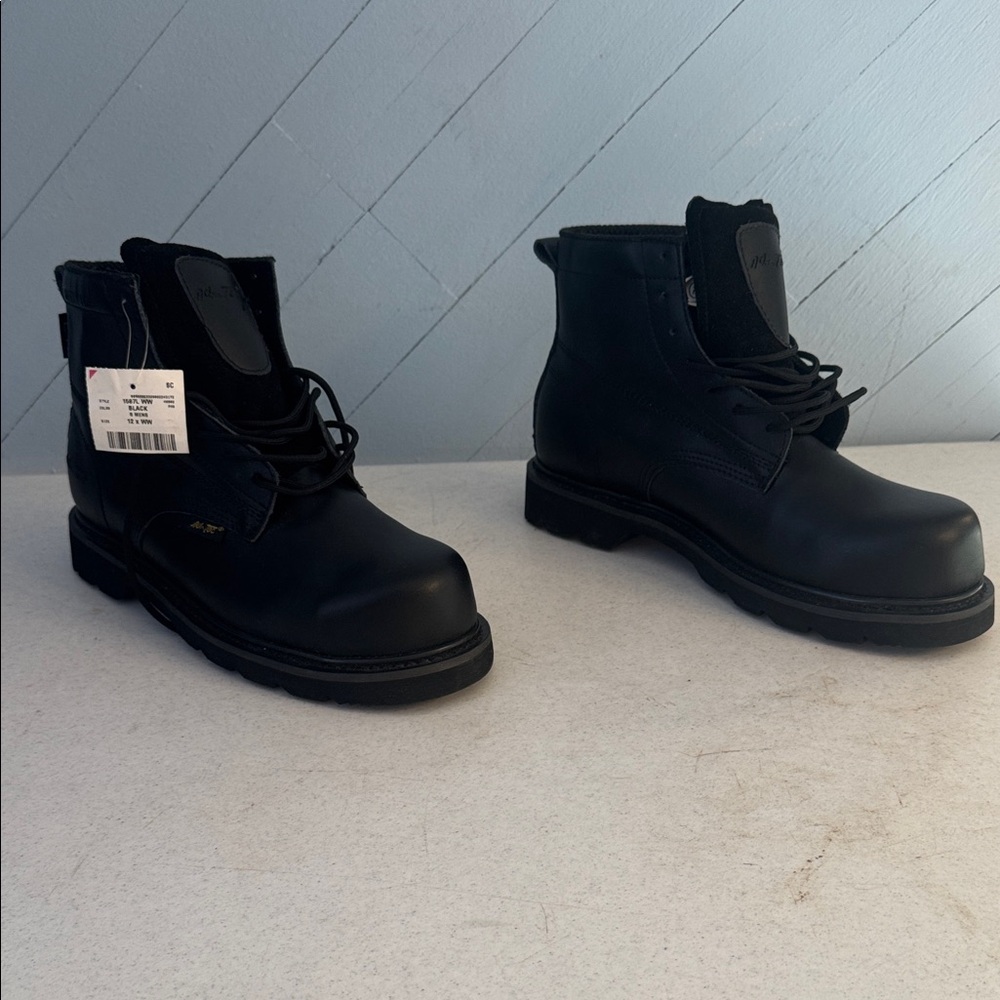 Ad Tec Men' Safety Steel Toe Boots Black ASTM F 2413-05 M/I/75/C/75 EN Size 12WW